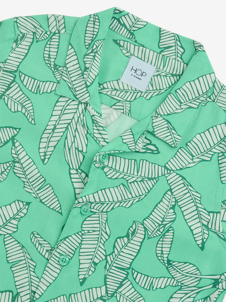 HOP Kids Green Leaf Printed Shirt