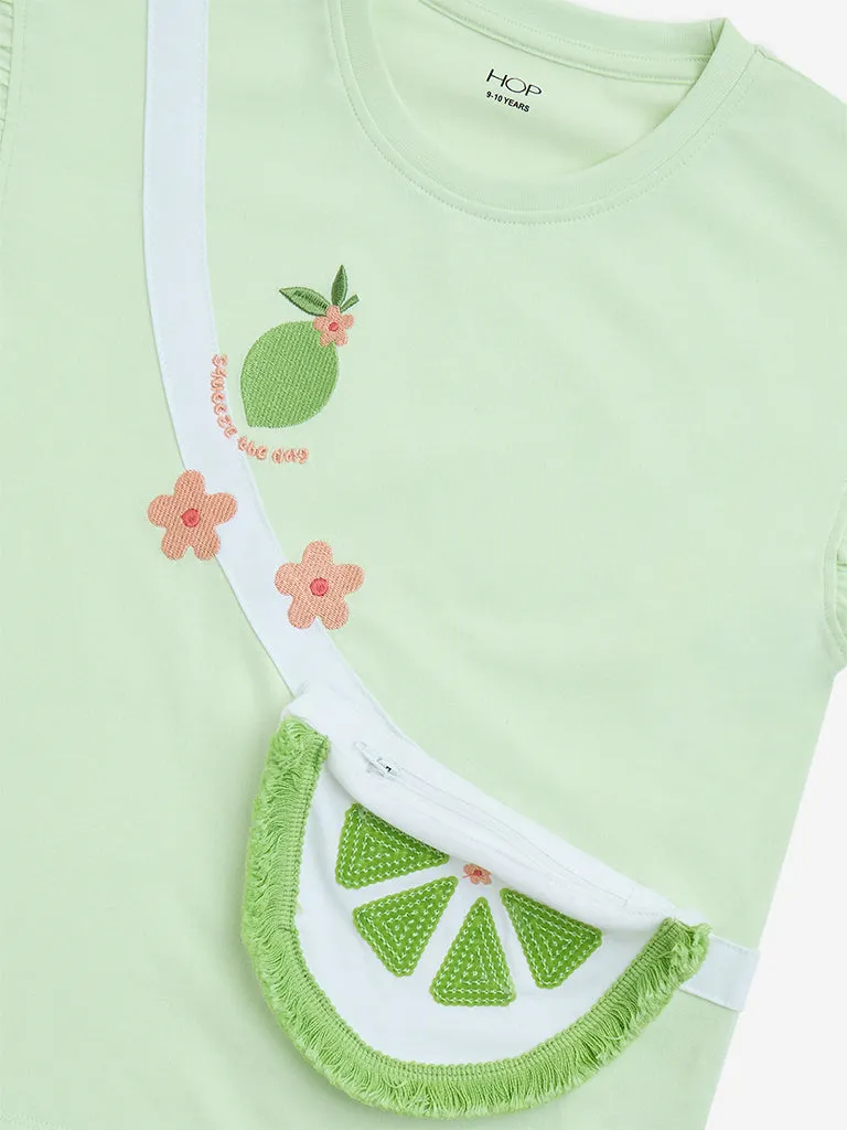 HOP Kids Lime Pouch-Detailed Cotton Top