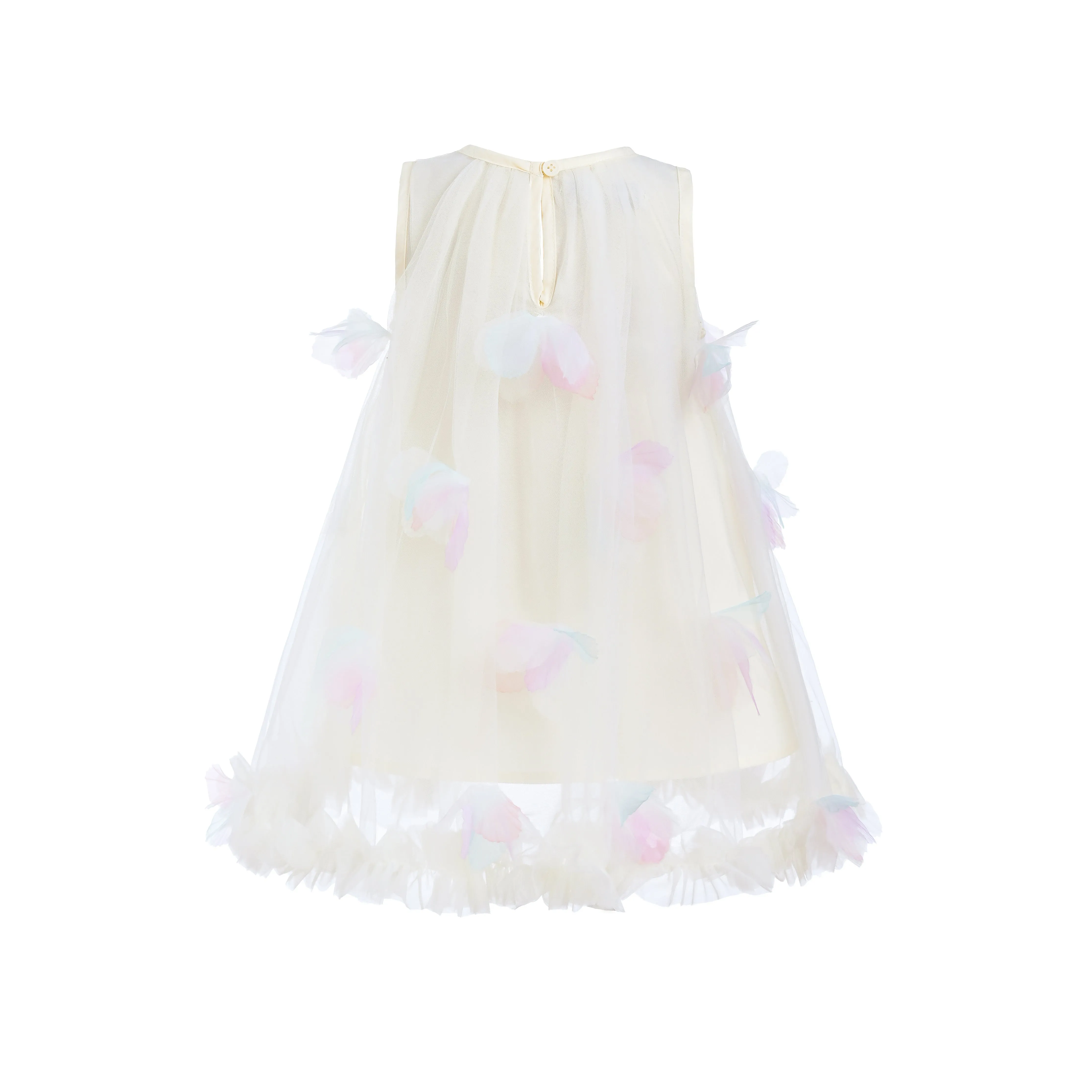 Ivory Blooming Tulle Sleeveless Dress