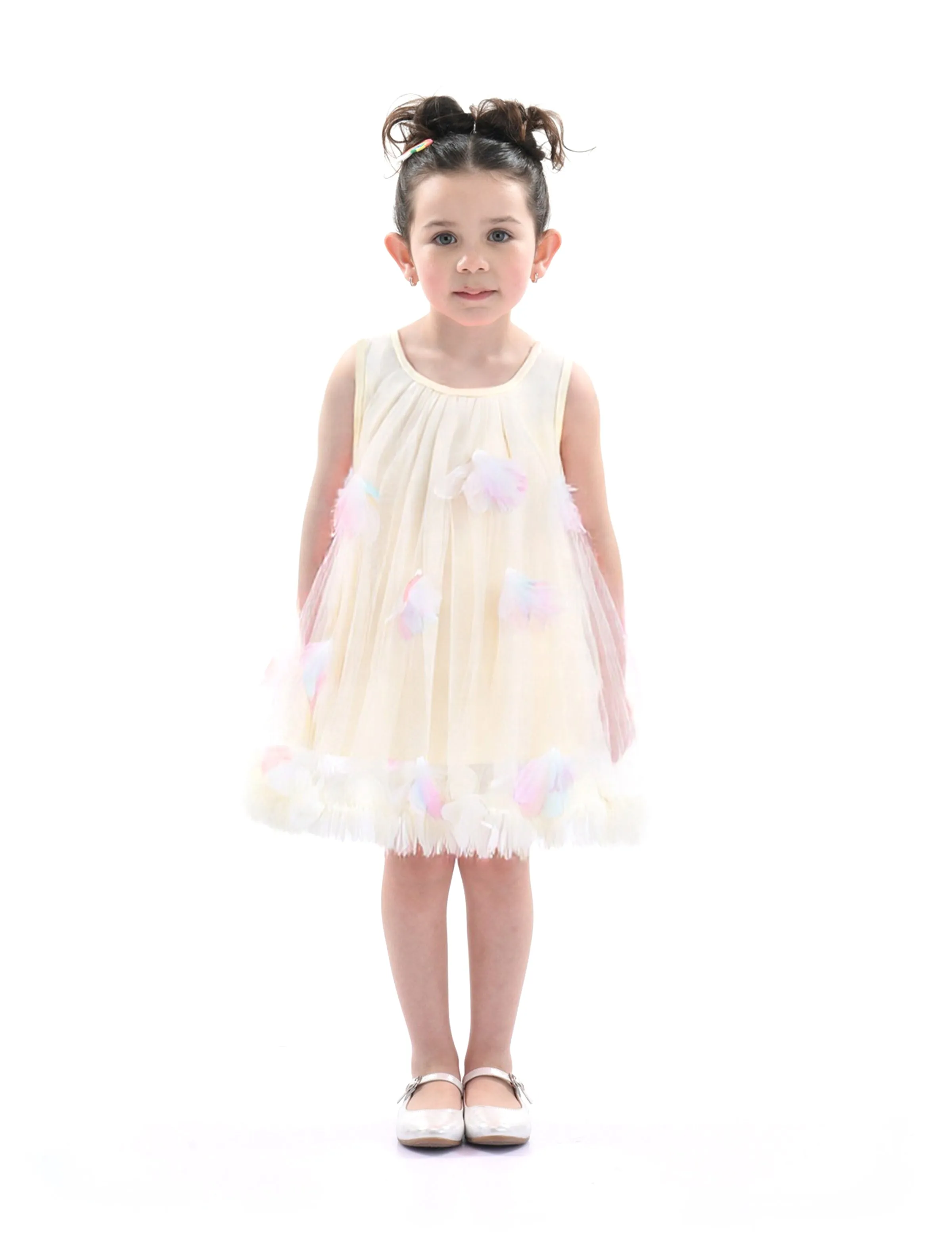 Ivory Blooming Tulle Sleeveless Dress