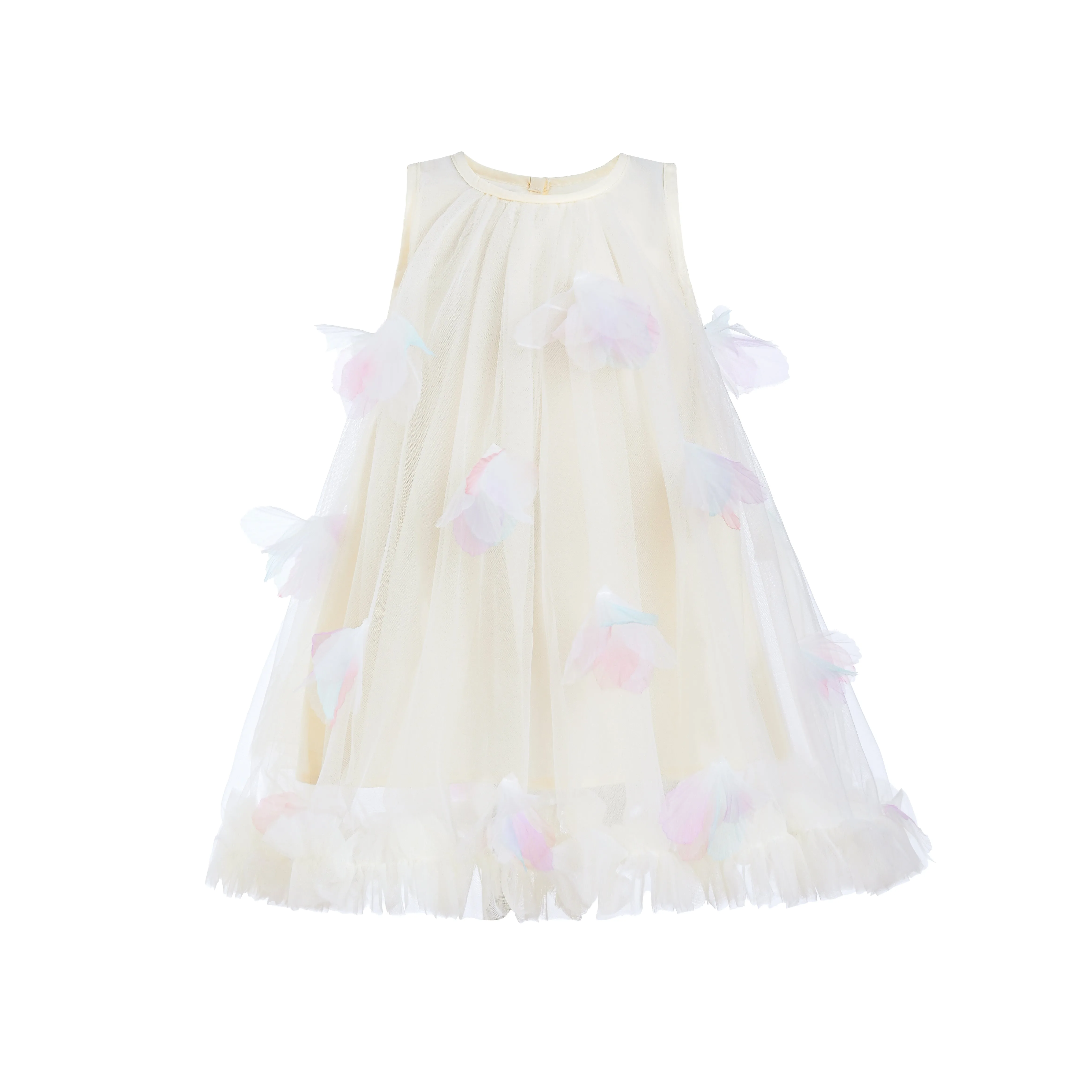 Ivory Blooming Tulle Sleeveless Dress