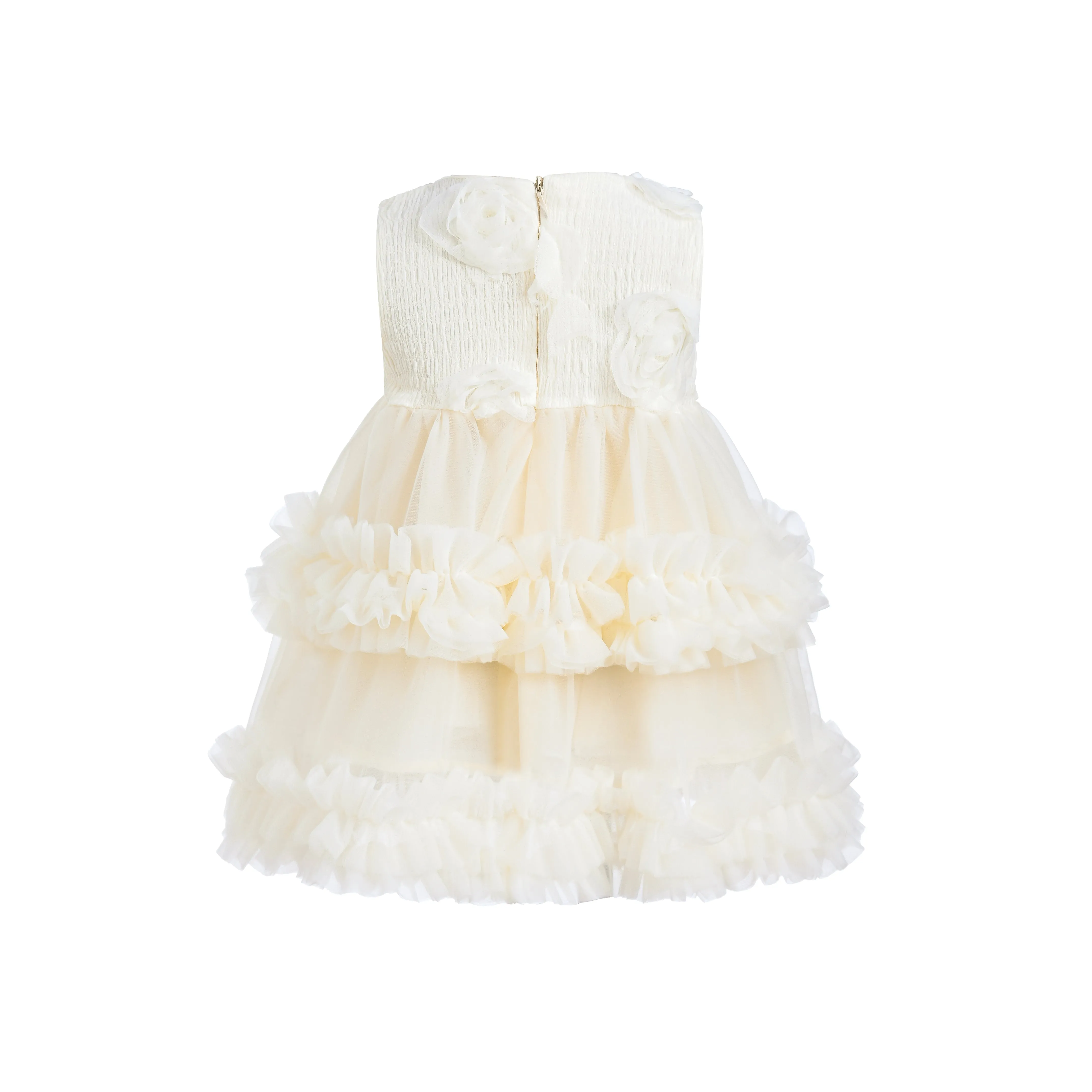 Ivory Flower Layered Tulle Dress