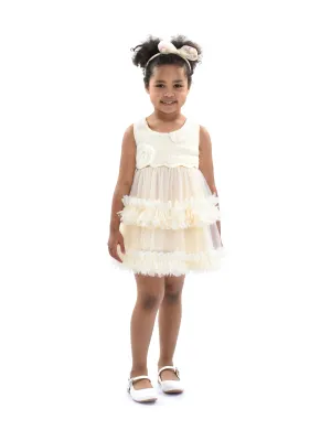Ivory Flower Layered Tulle Dress