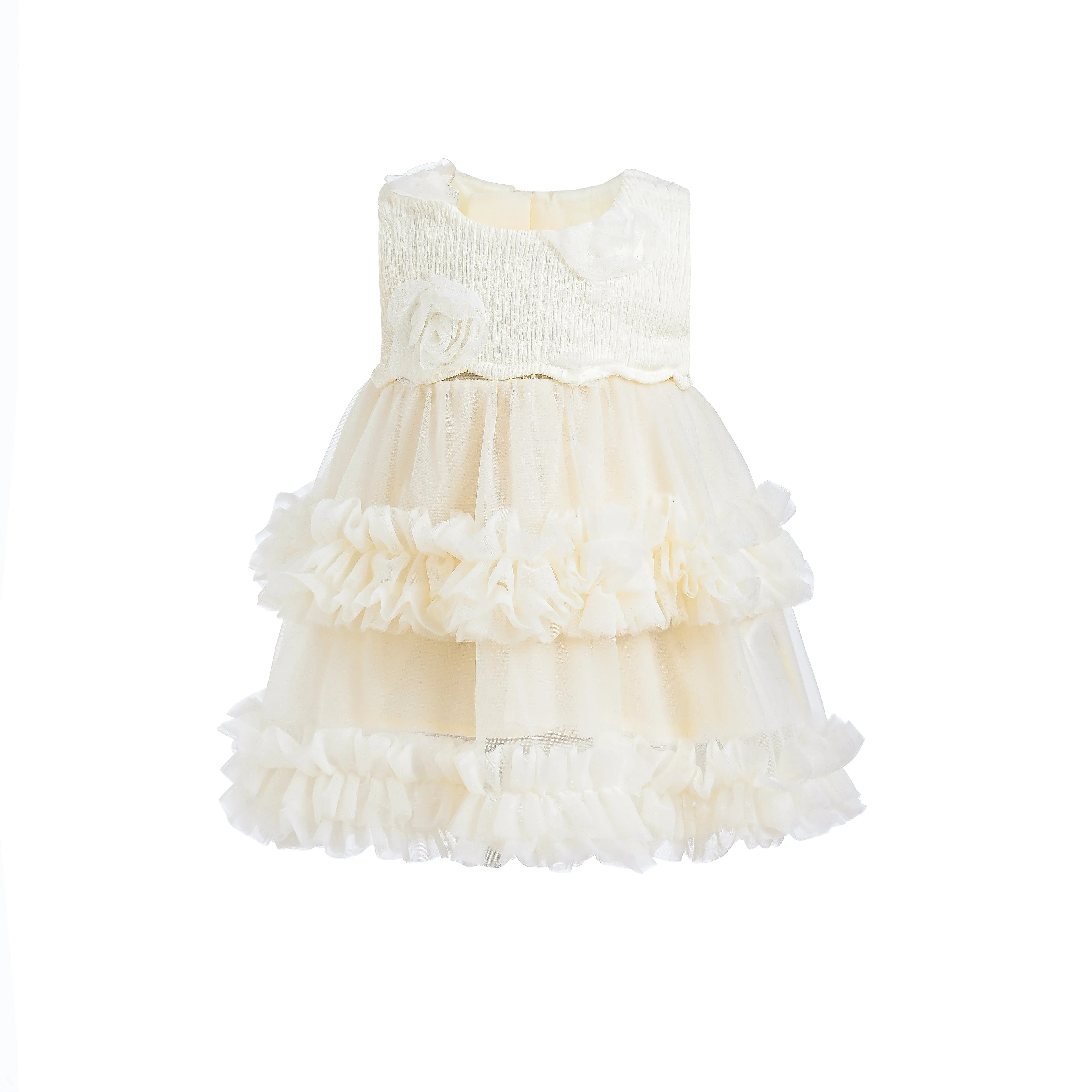 Ivory Flower Layered Tulle Dress