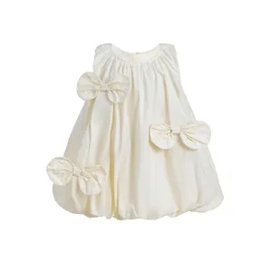 Ivory Sleeveless Bow Dress