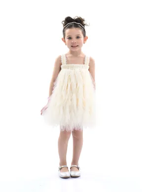 Ivory Sleeveless Ruffle Layered Dress