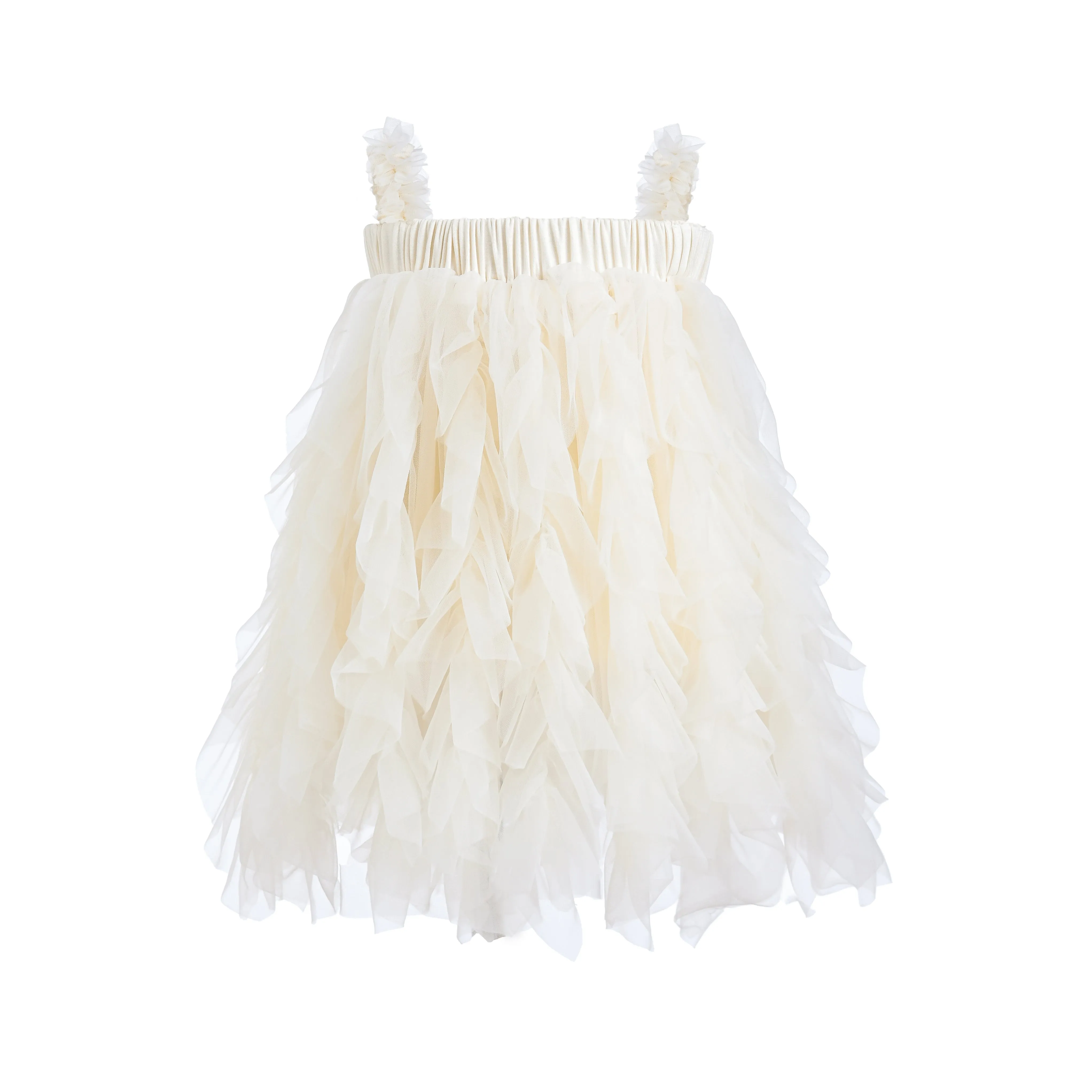 Ivory Sleeveless Ruffle Layered Dress