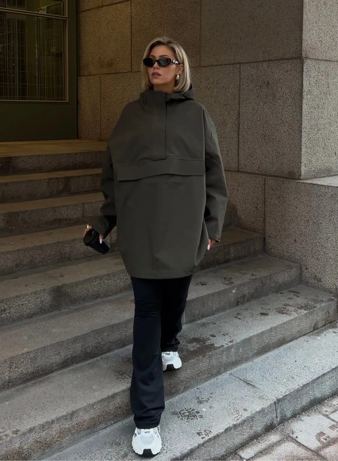 Khaki Waterproof Oversized Anorak