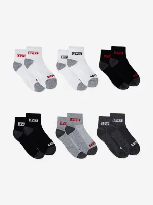 Kids Box Tab Mid Cut 6 Pack Socks Set in Grey