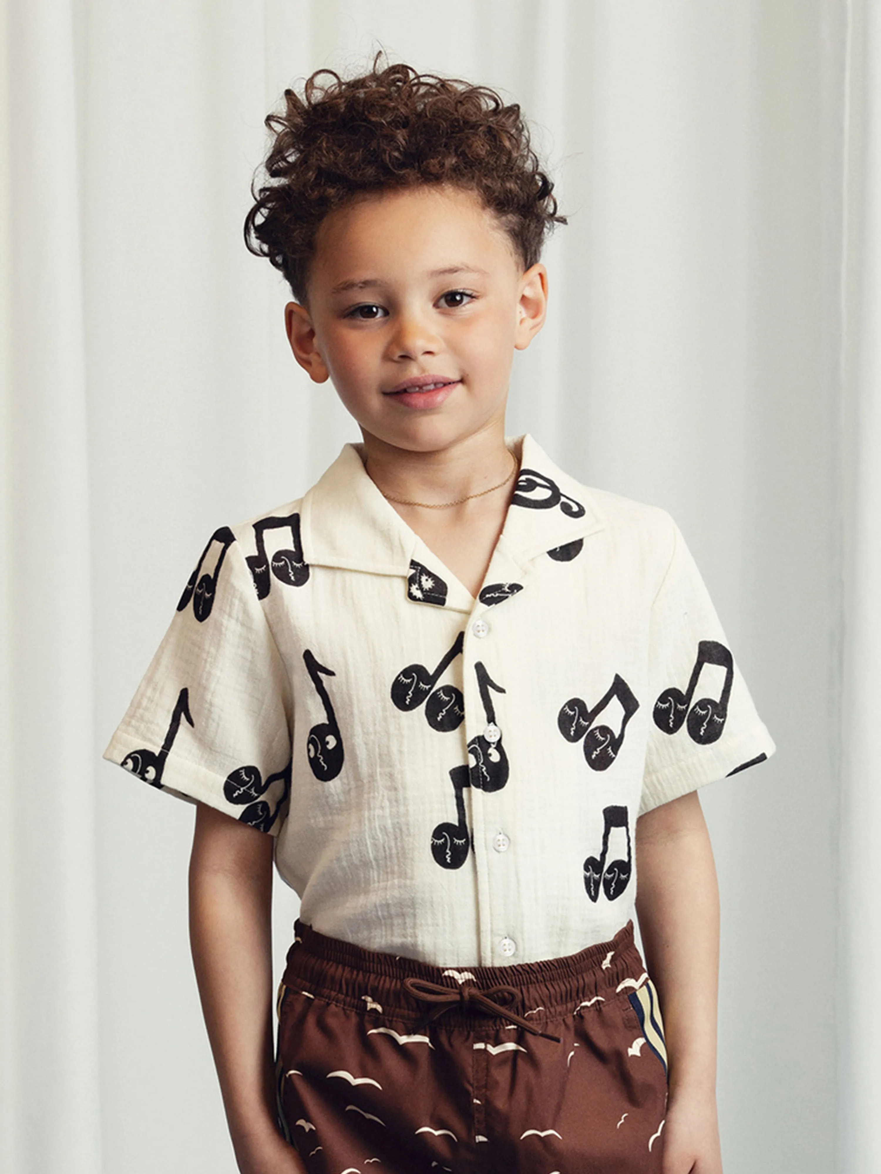Kids Note AOP Muslin Short in White