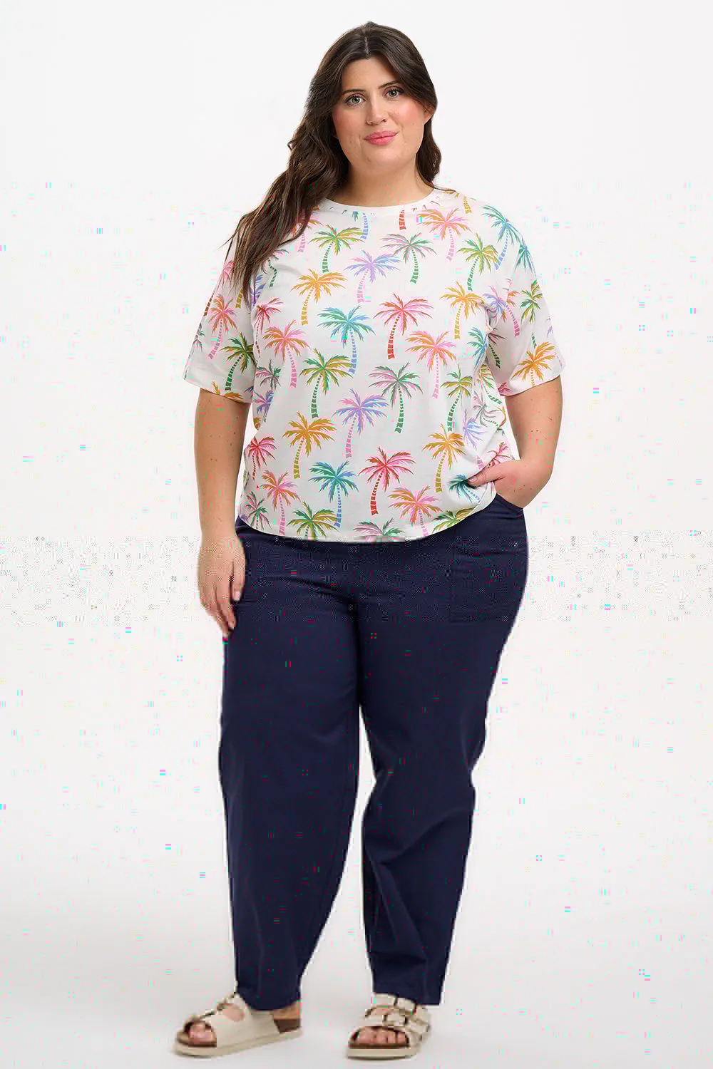 Kinsley Relaxed T-shirt - Multi. Rainbow Palms