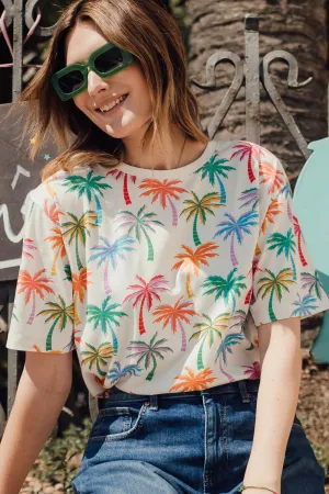 Kinsley Relaxed T-shirt - Multi. Rainbow Palms