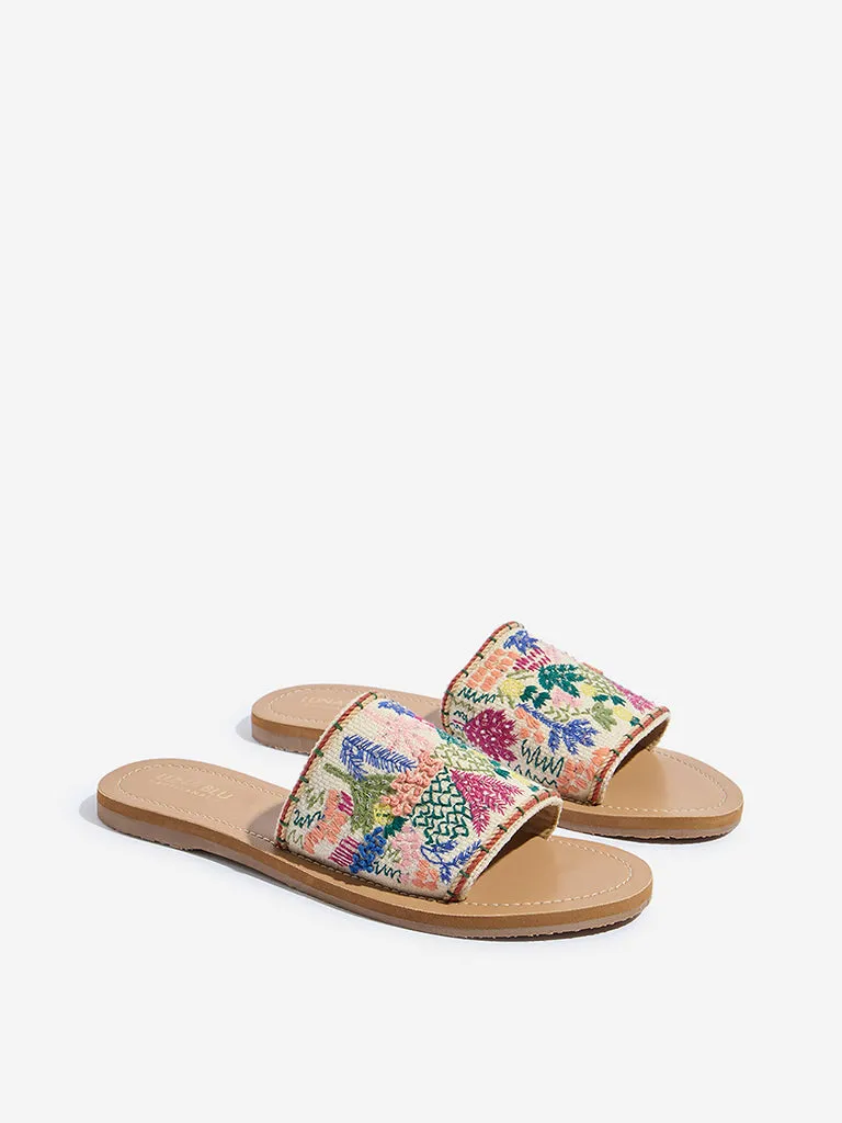 LUNA BLU Multicolour Embroidered Slides