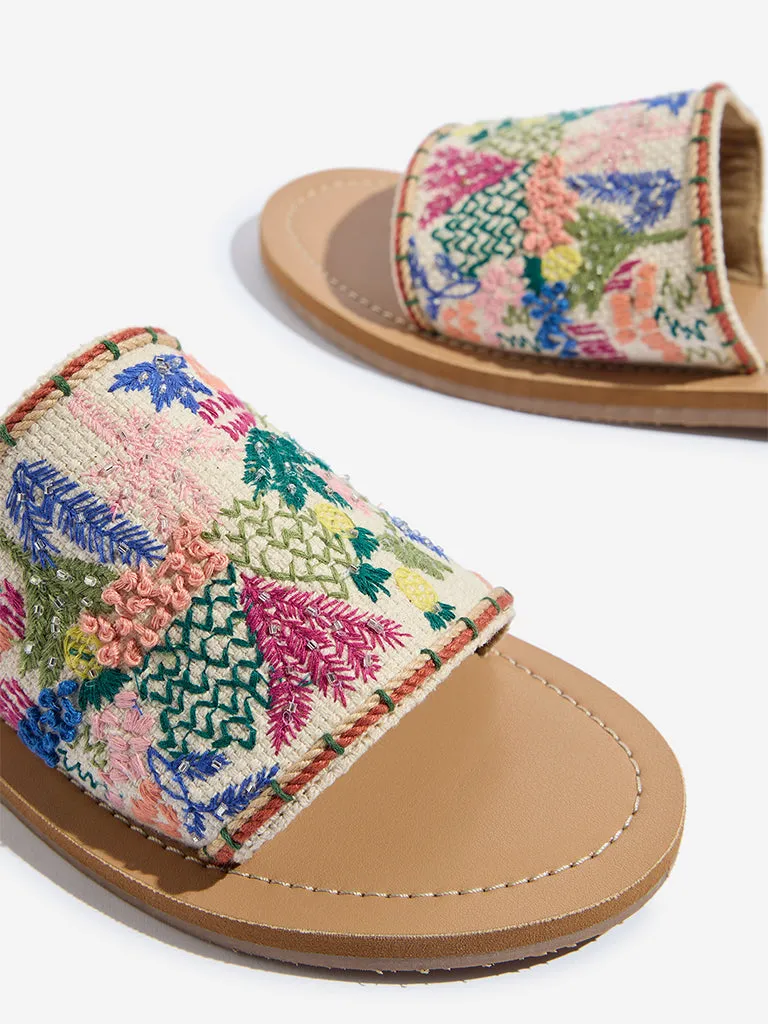 LUNA BLU Multicolour Embroidered Slides