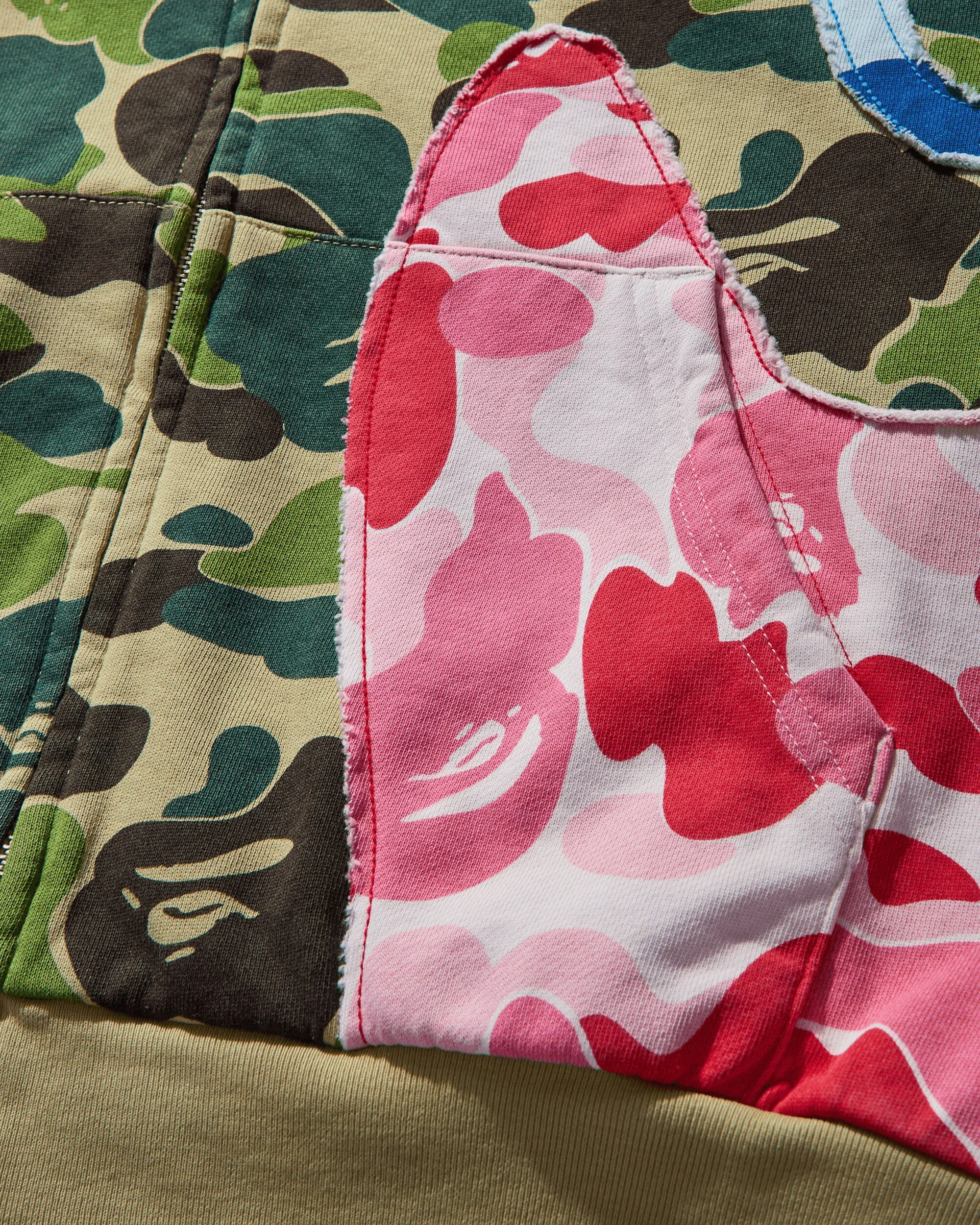 Men's ABC Camo Patchwork Zip Hoodie Multicolor