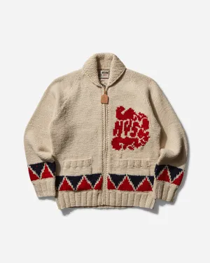 Men's Multi Woman Zip Cardigan Dirty White