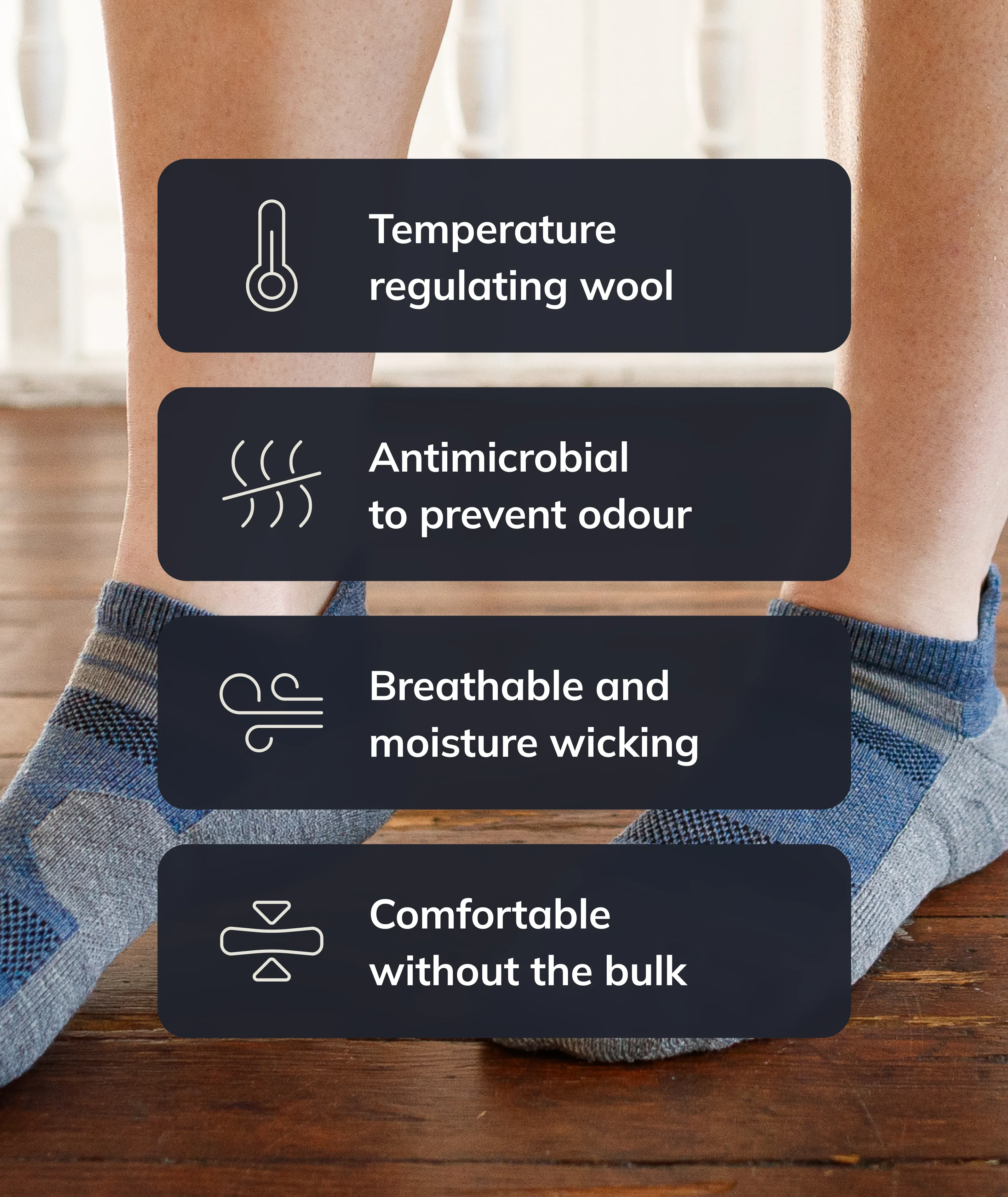 Merino Ankle Socks Smoke