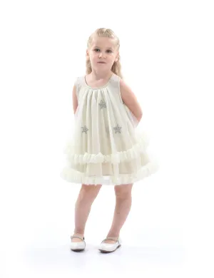 Mist Sleeveless Star Ruffle Dress