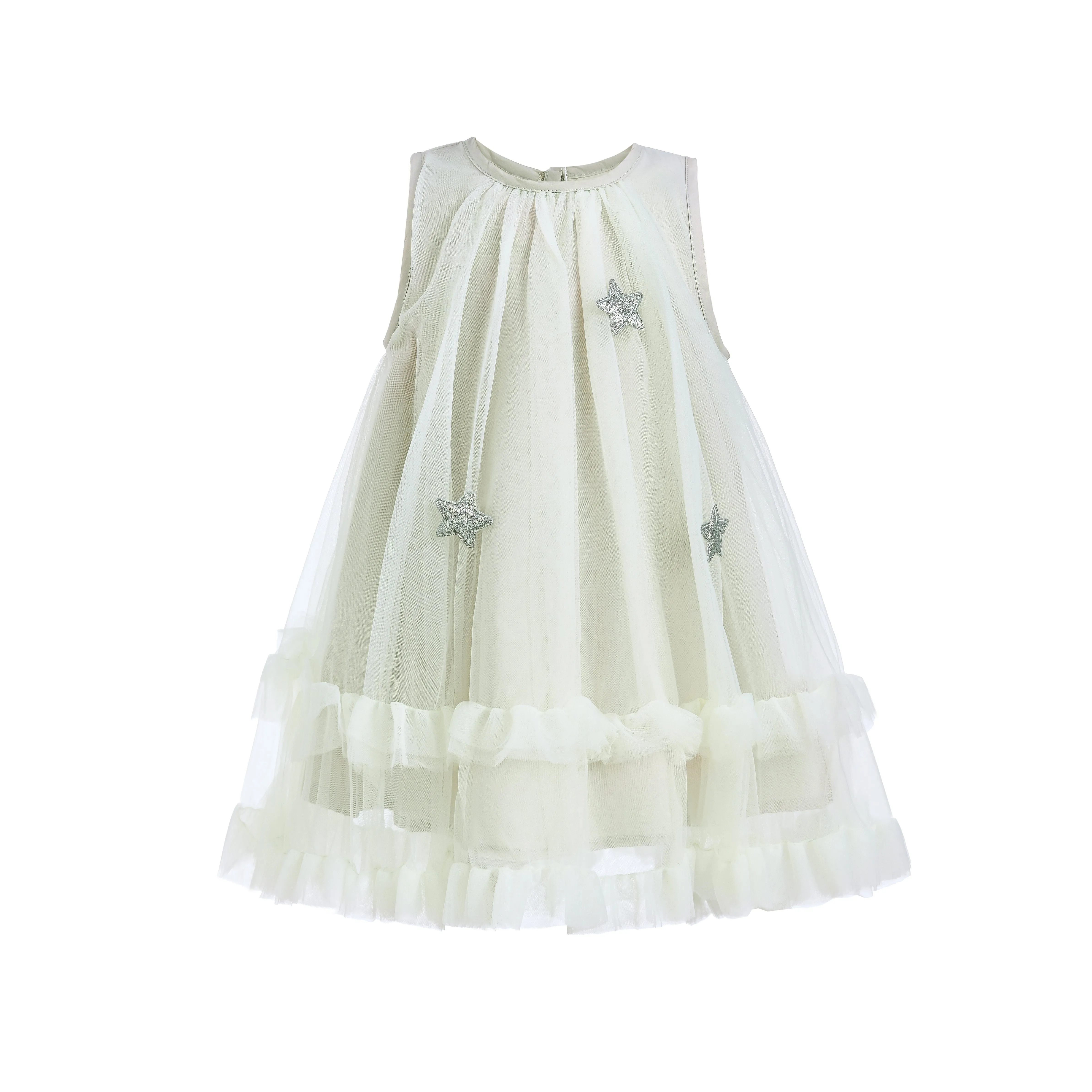 Mist Sleeveless Star Ruffle Dress