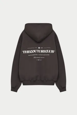 MIXED FONT GRAPHIC HOODIE - BROWN