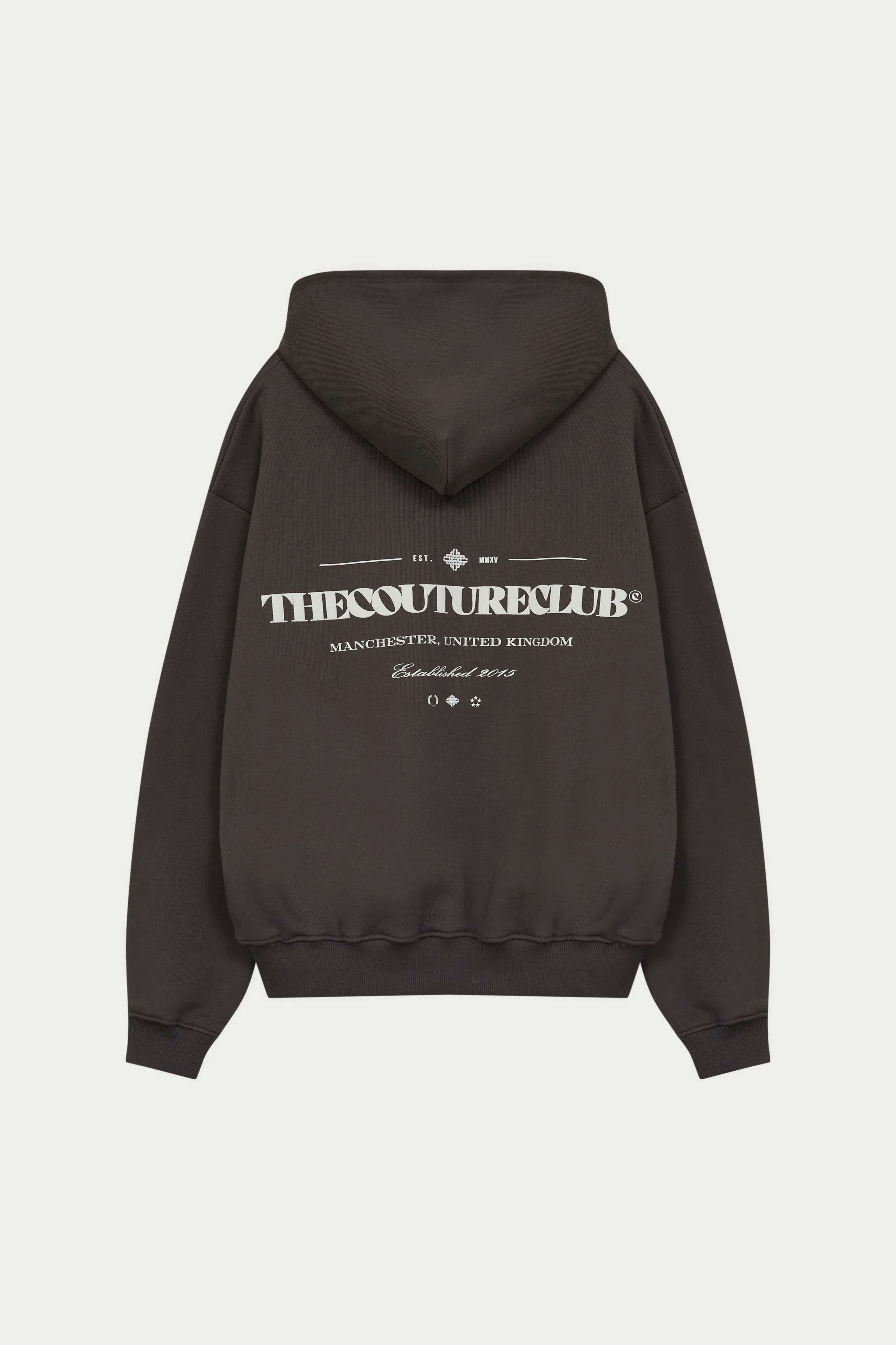 MIXED FONT GRAPHIC HOODIE - BROWN
