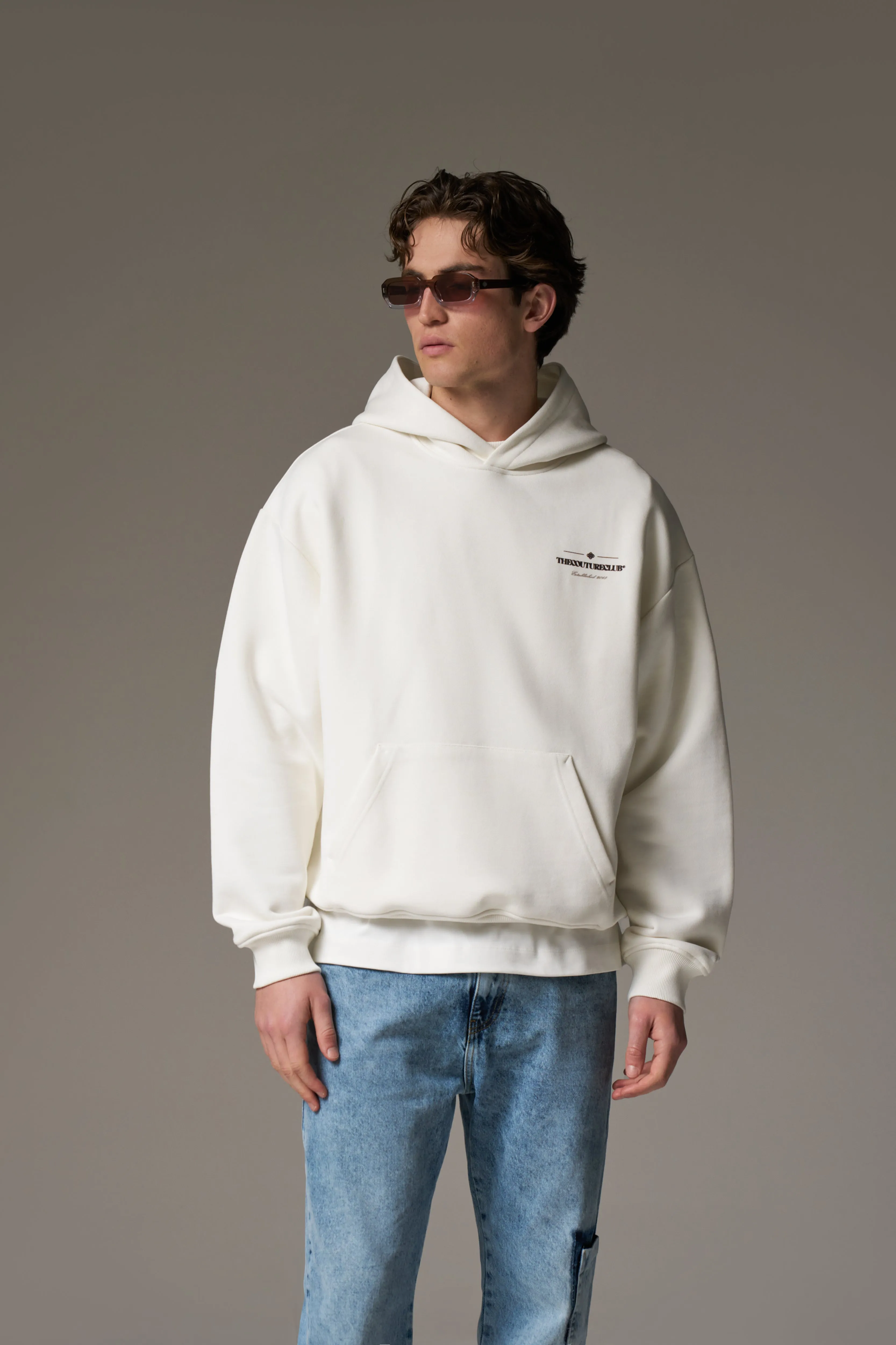 MIXED FONT GRAPHIC HOODIE - OFF WHITE