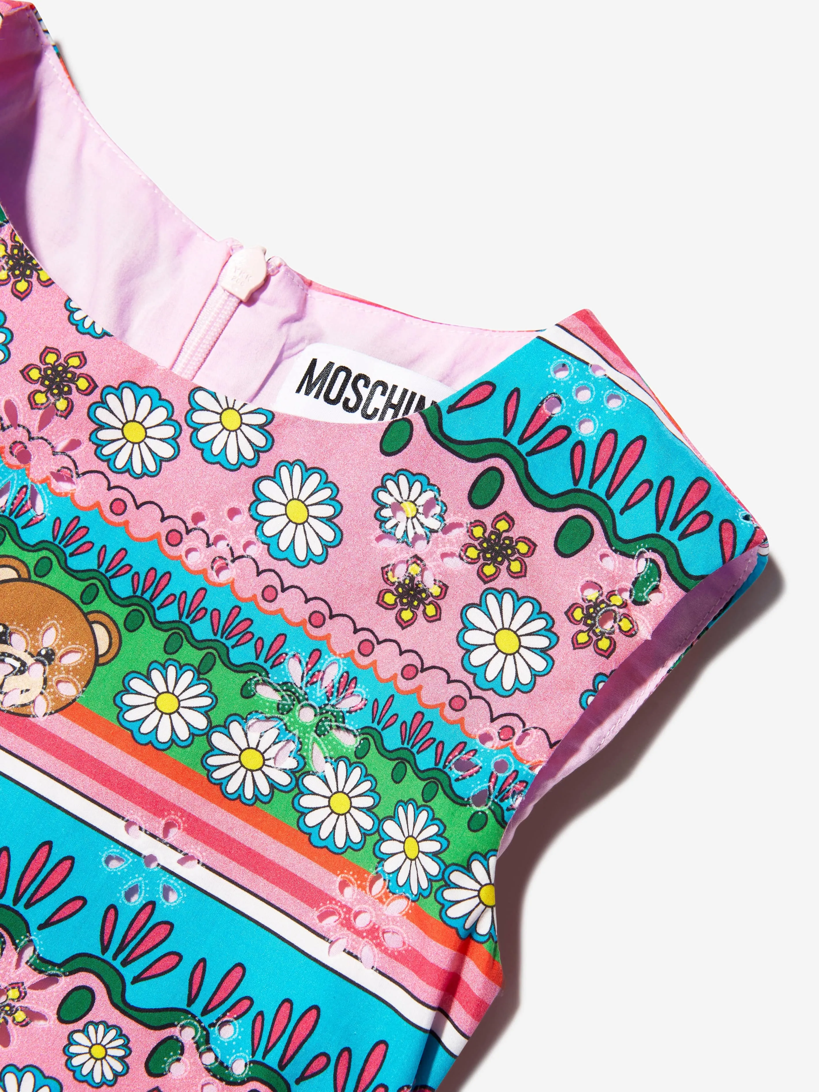 Moschino Girls Sleeveless Patterned Dress in Multicolour