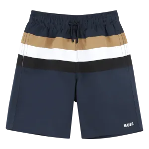 Navy Colorblock Swim Shorts