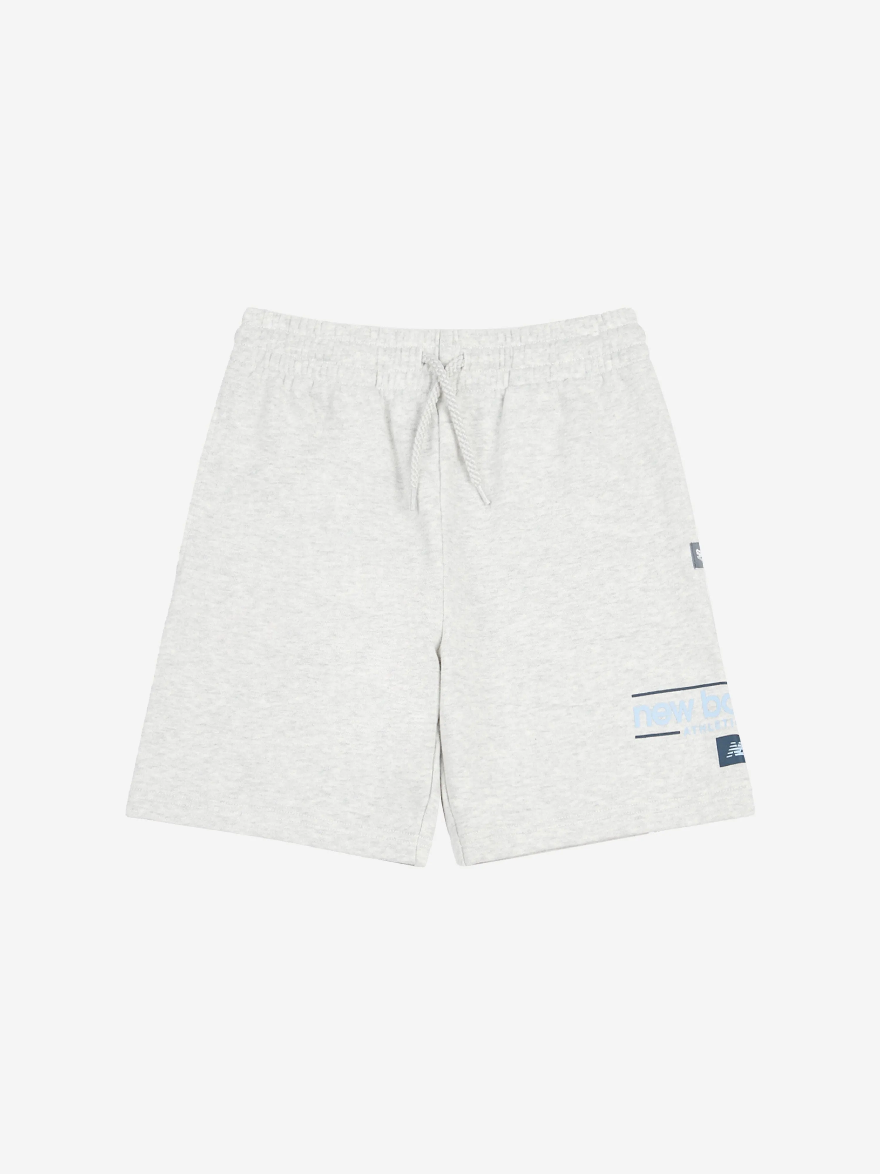 New Balance Boys Linear Athletics Graphic Shorts in Grey