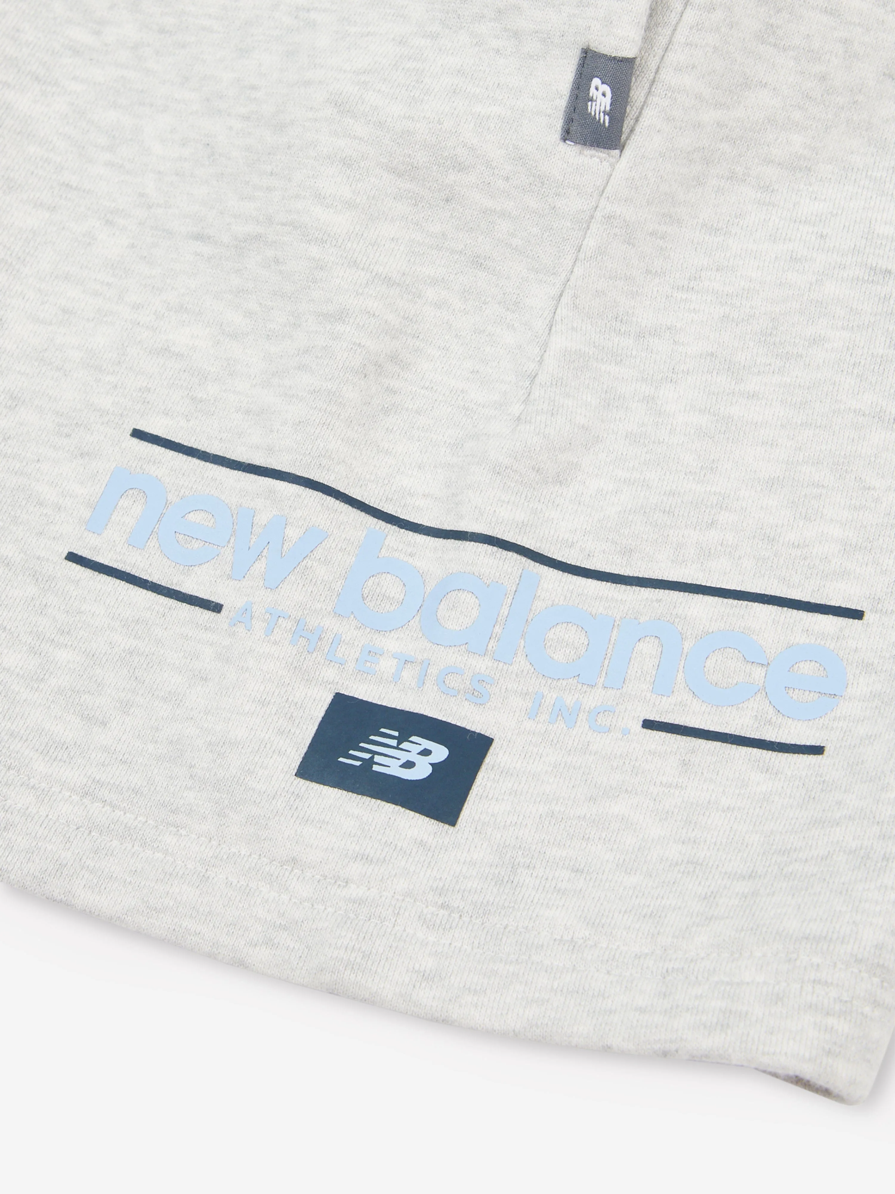 New Balance Boys Linear Athletics Graphic Shorts in Grey