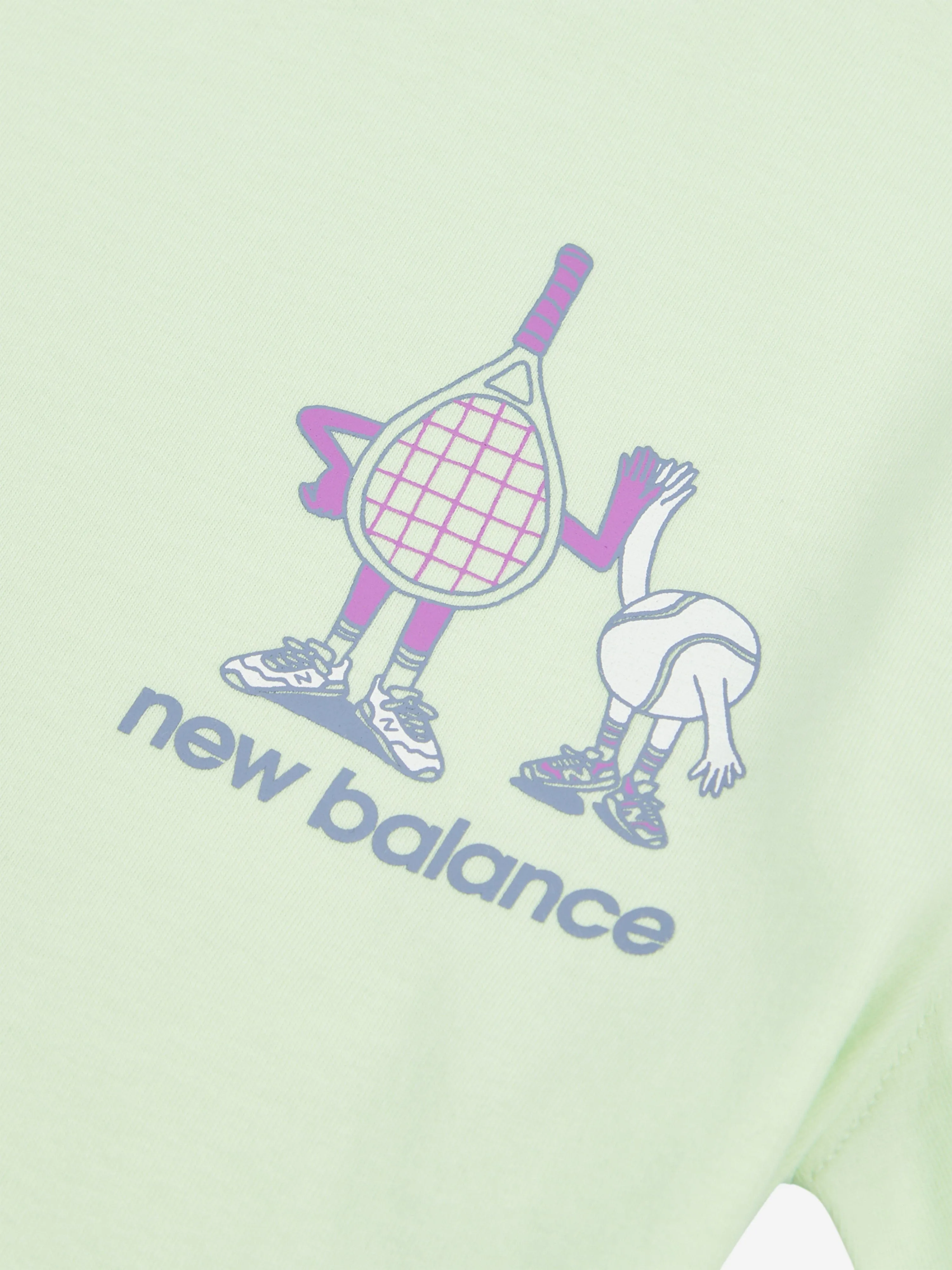 New Balance Girls Athletics Tennis Cartoon Graphic T-Shirt in Green