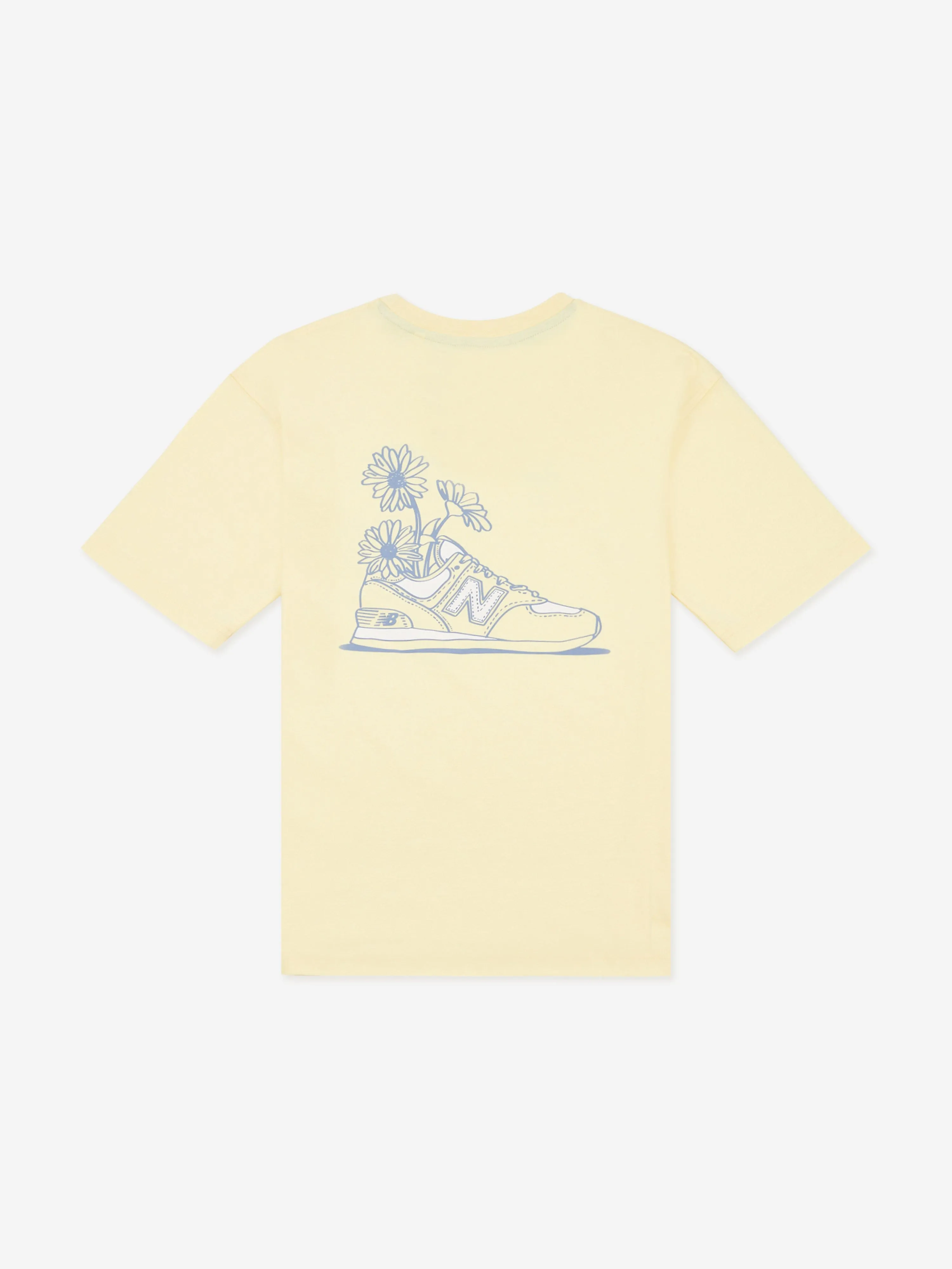 New Balance Girls Floral Sneaker Back Graphics T-Shirt in Yellow