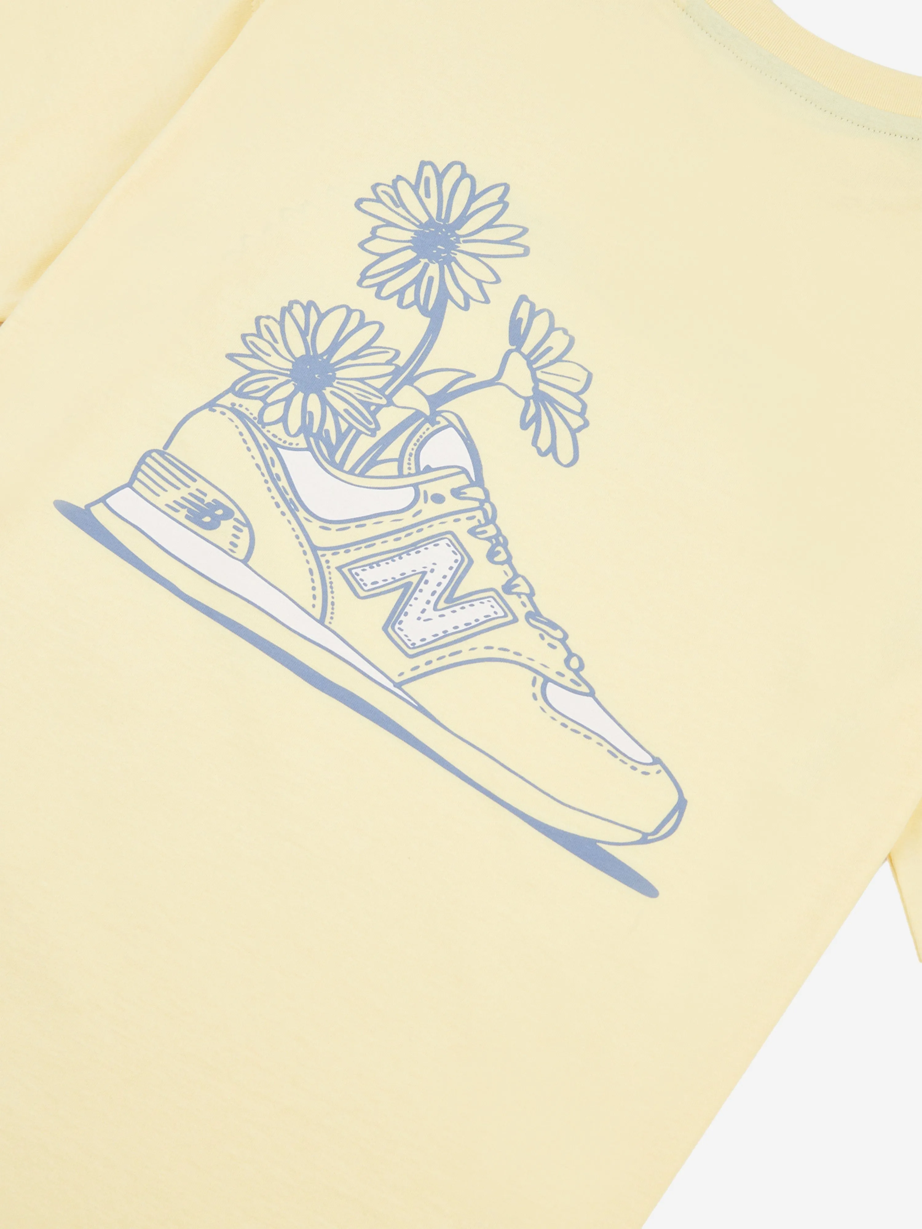 New Balance Girls Floral Sneaker Back Graphics T-Shirt in Yellow