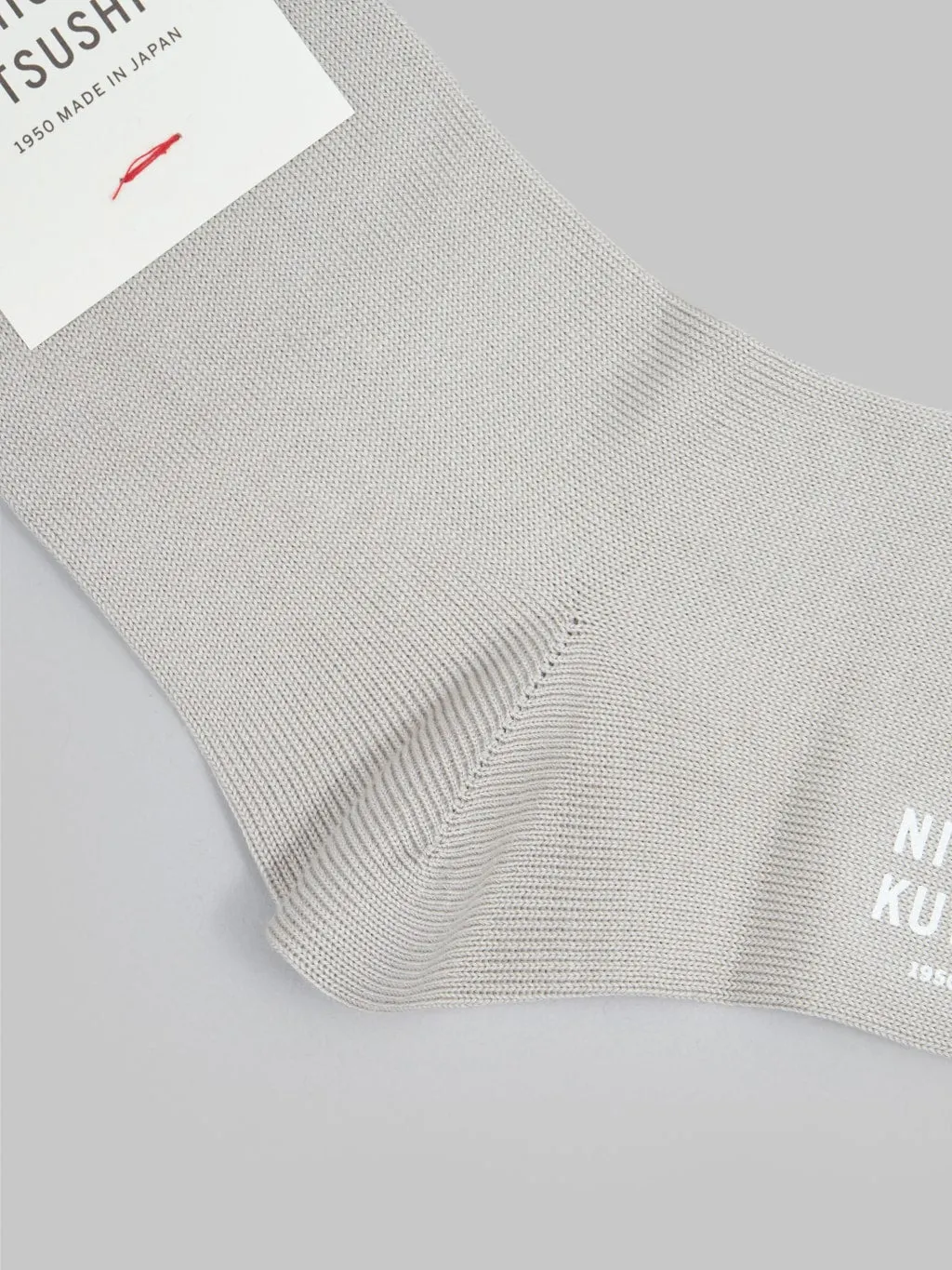 Nishiguchi Kutsushita Egyptian Cotton Plain Socks Light Grey