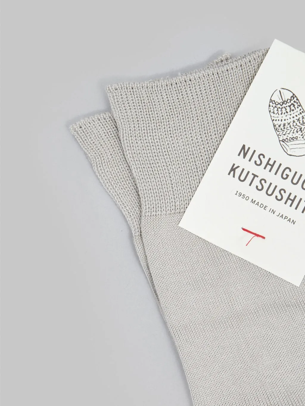 Nishiguchi Kutsushita Egyptian Cotton Plain Socks Light Grey
