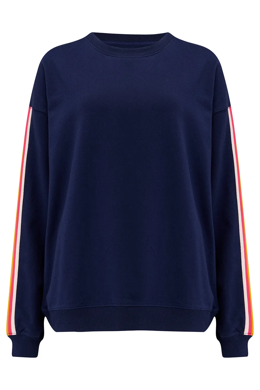 Noah Sweatshirt - Navy. Rainbow Trim