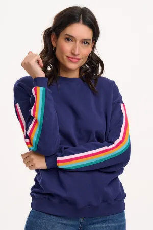 Noah Sweatshirt - Navy. Rainbow Trim