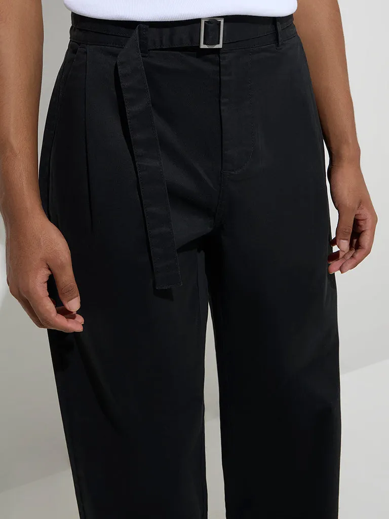 Nuon Black Relaxed-Fit Cotton-Blend Chinos with Belt