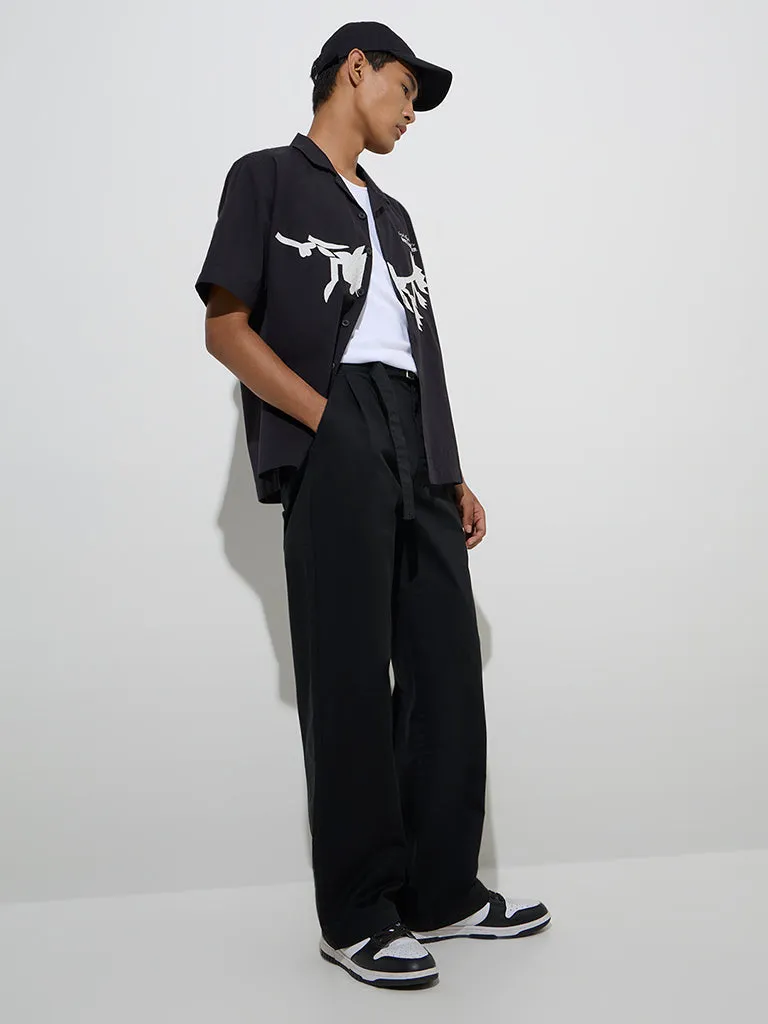 Nuon Black Relaxed-Fit Cotton-Blend Chinos with Belt