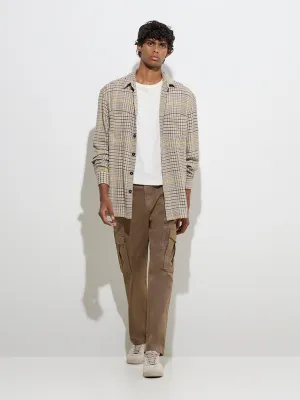Nuon Brown Relaxed-Fit Mid-Rise Cotton-Blend Pants