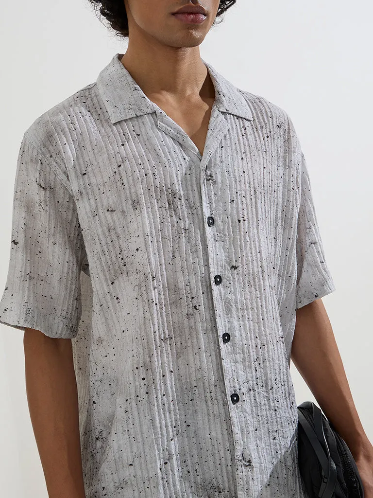 Nuon Grey Speckle Detailed Relaxed-Fit Shirt