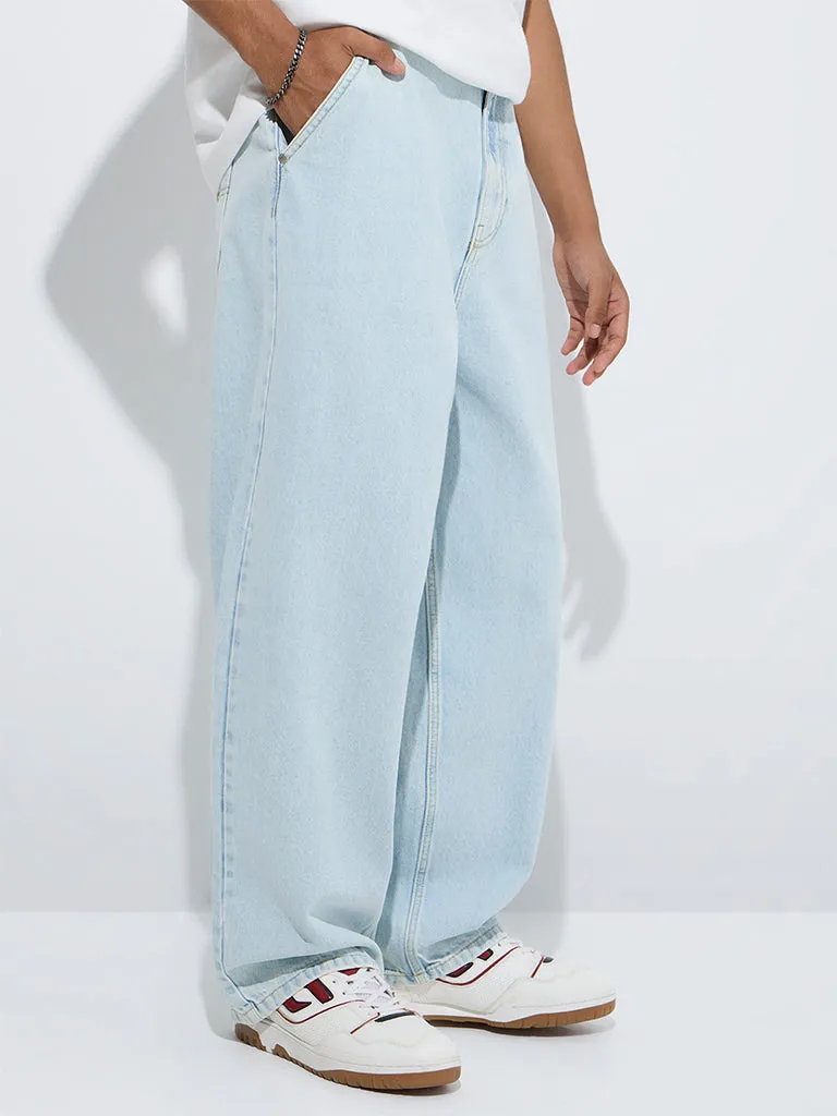 Nuon Light Blue Relaxed-Fit Mid-Rise Jeans