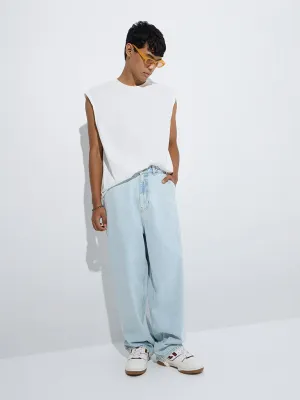Nuon Light Blue Relaxed-Fit Mid-Rise Jeans