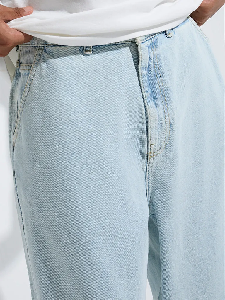 Nuon Light Blue Relaxed-Fit Mid-Rise Jeans