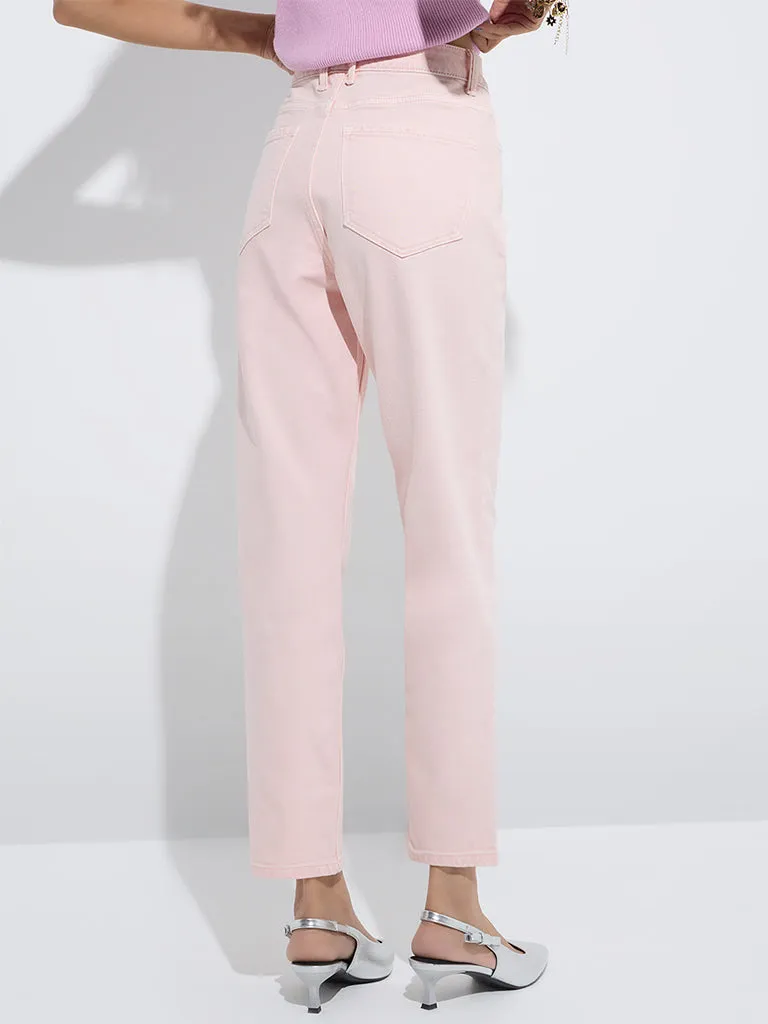 Nuon Light Pink Slim-Fit High-Rise Jeans