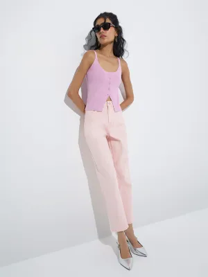 Nuon Light Pink Slim-Fit High-Rise Jeans