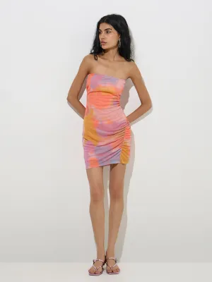 Nuon Multicolour Tie-Dye Printed Bodycon Dress
