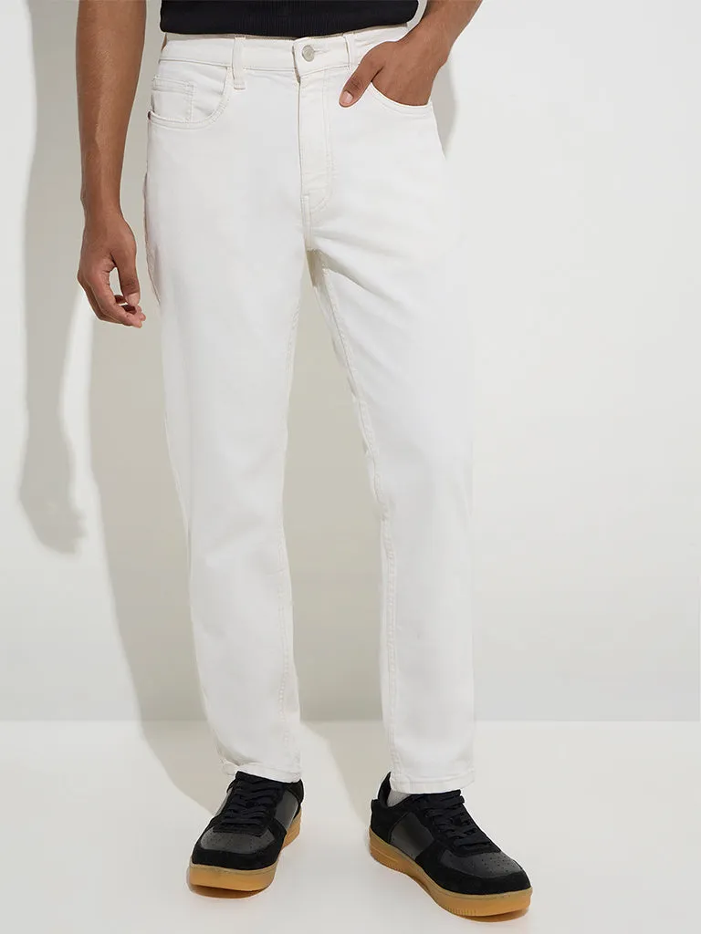 Nuon White Slim-Fit Mid-Rise Jeans