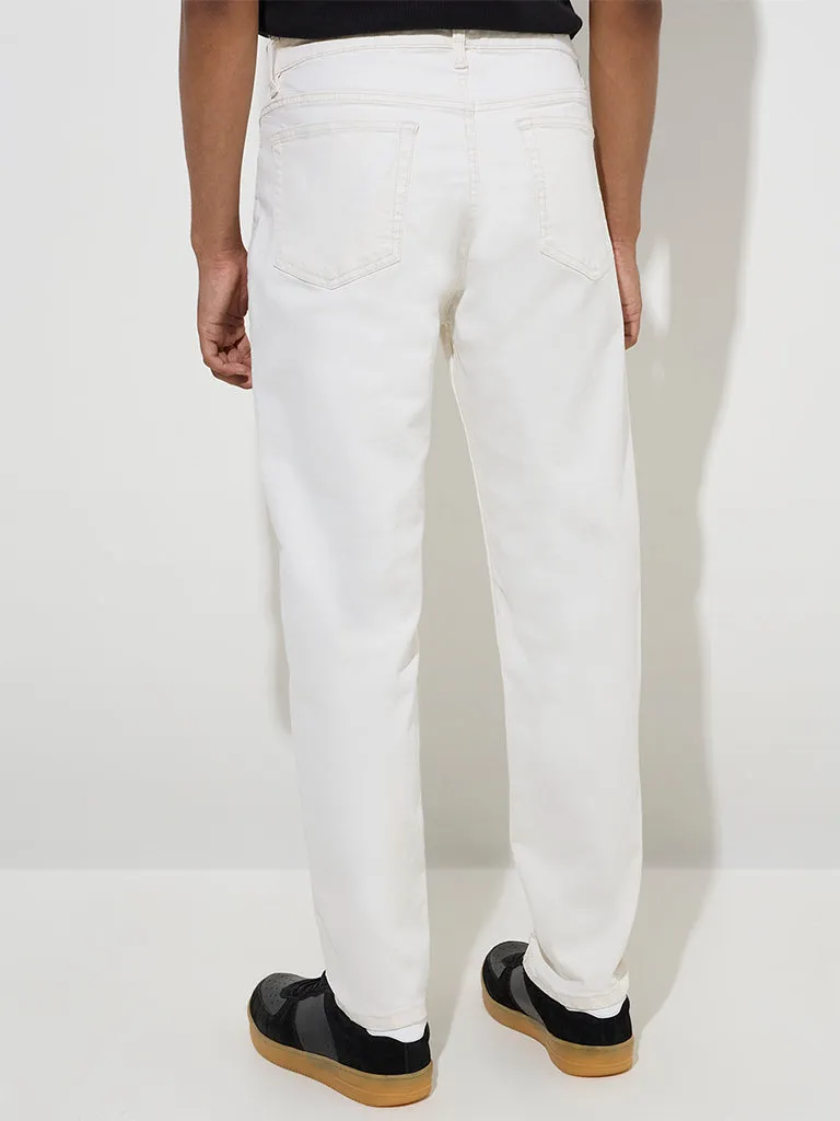 Nuon White Slim-Fit Mid-Rise Jeans