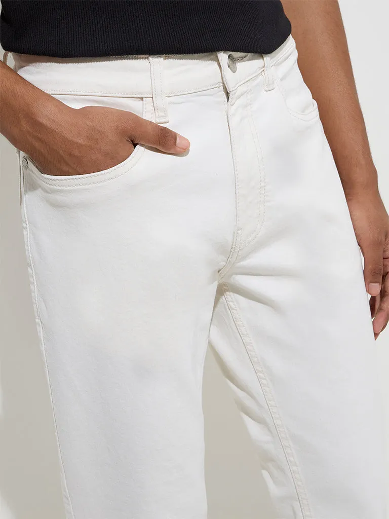 Nuon White Slim-Fit Mid-Rise Jeans
